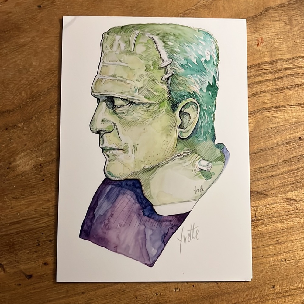 Frankenstein art print by Yvette Strickland Johnson 5x7